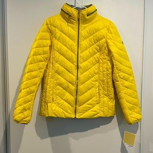 Michael Kors Golden Yellow Puffer Coat, Medium, Packable Hoodie